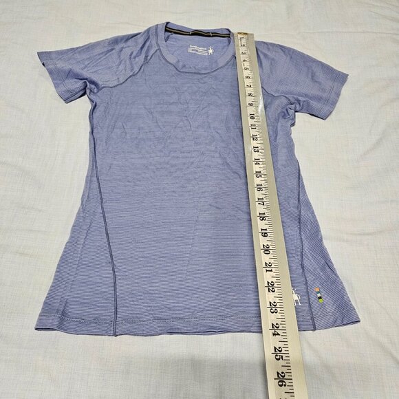 Smartwool Merino 150 Round Neck Top Tee Women Size XS Blue Pinstriped - Picture 10 of 12